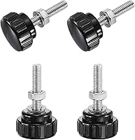 Vista 101 de Uxcell 4 juegos de perillas estriadas con tornillos de pulgar y tuercas, rosca macho métrica M6 x 35 mm, cabeza de plástico de 25 mm, perillas