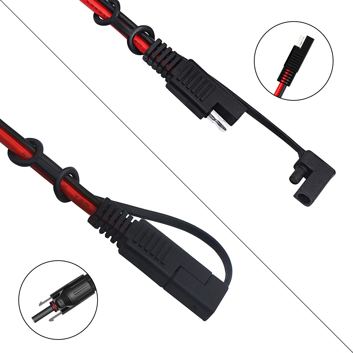 20FT 10AWG Solar Panel To SAE Adapter Cable - RV Solar Extension With Polarity Reverse Adapter