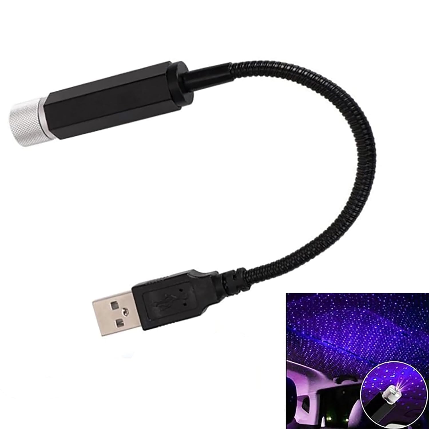 USB Star Projector Light for Car Roof and Room, LED Galaxy Atmosphere Ambient Night Lamp, Purple, Pack of 1-image-28