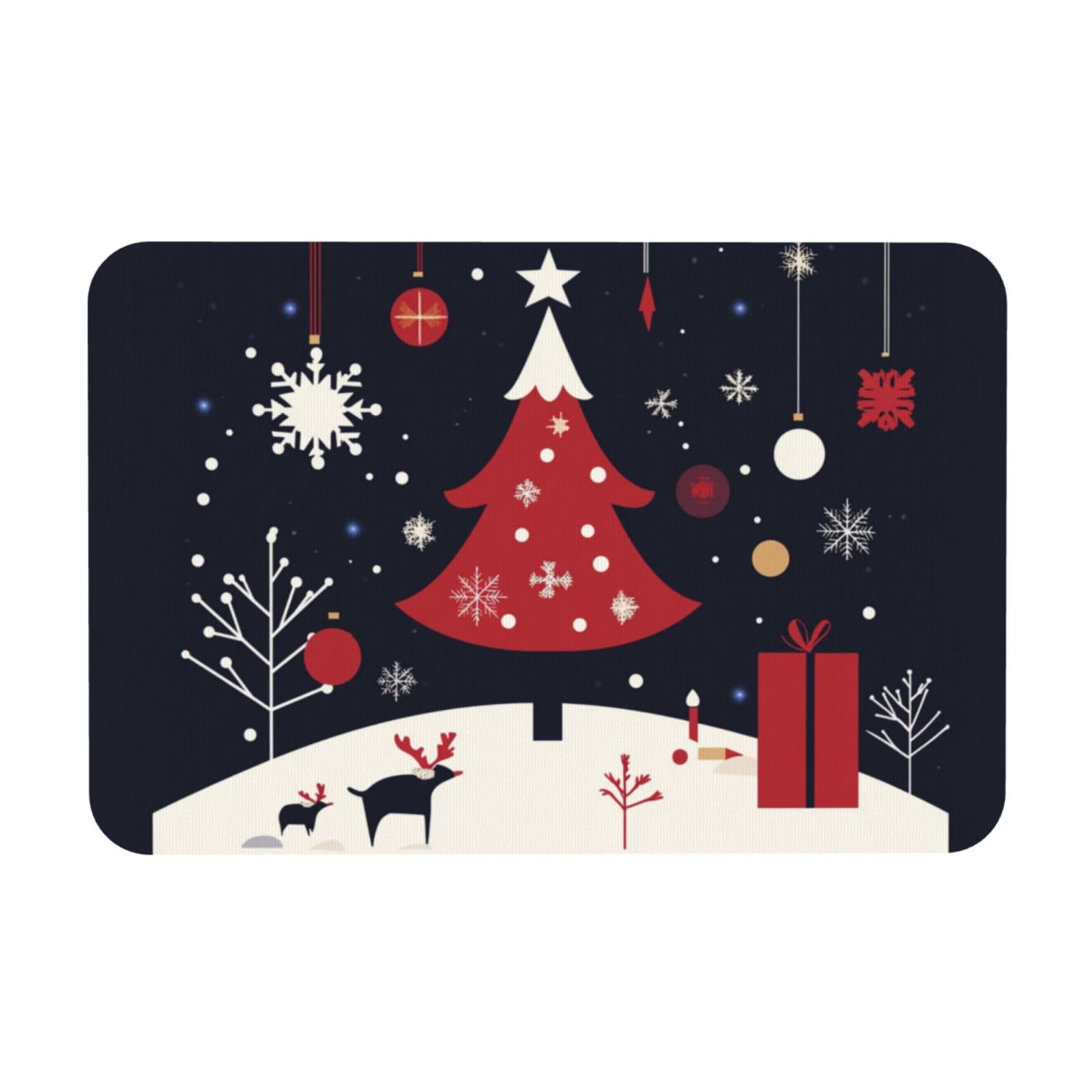 Paillasson intérieur Noël 40x60 cm en silicone faon et flocon pour entrée