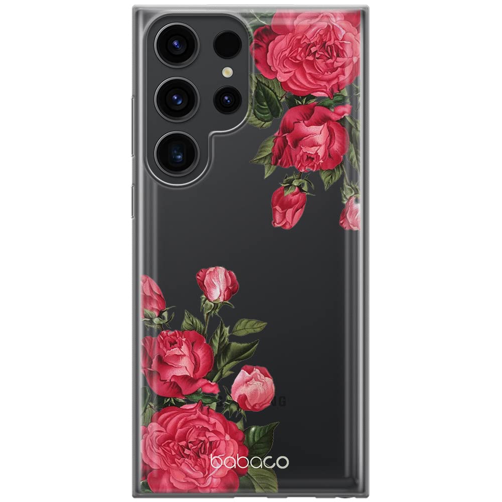Babaco ERT GROUP mobile phone case for Samsung S23 ULTRA original and officially Licensed pattern Flowers 007 optimally adapted to the shape of the mobile phone, partially transparent