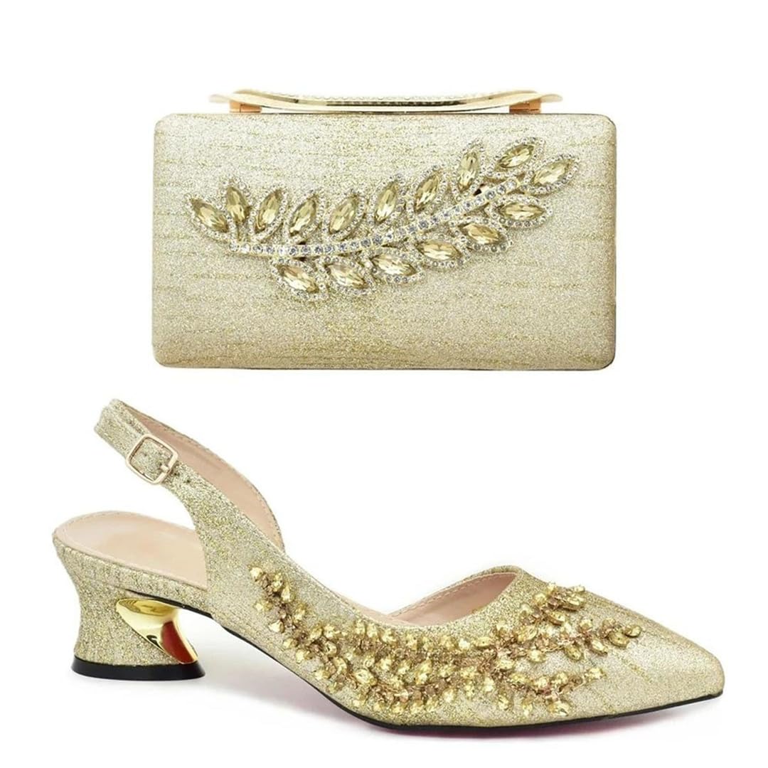 Luxuriöses italienisches Schuhbeutel-Set für Damen, verziert mit Strasssteinen, afrikanische Hochzeit, Schuhbeutel-Set