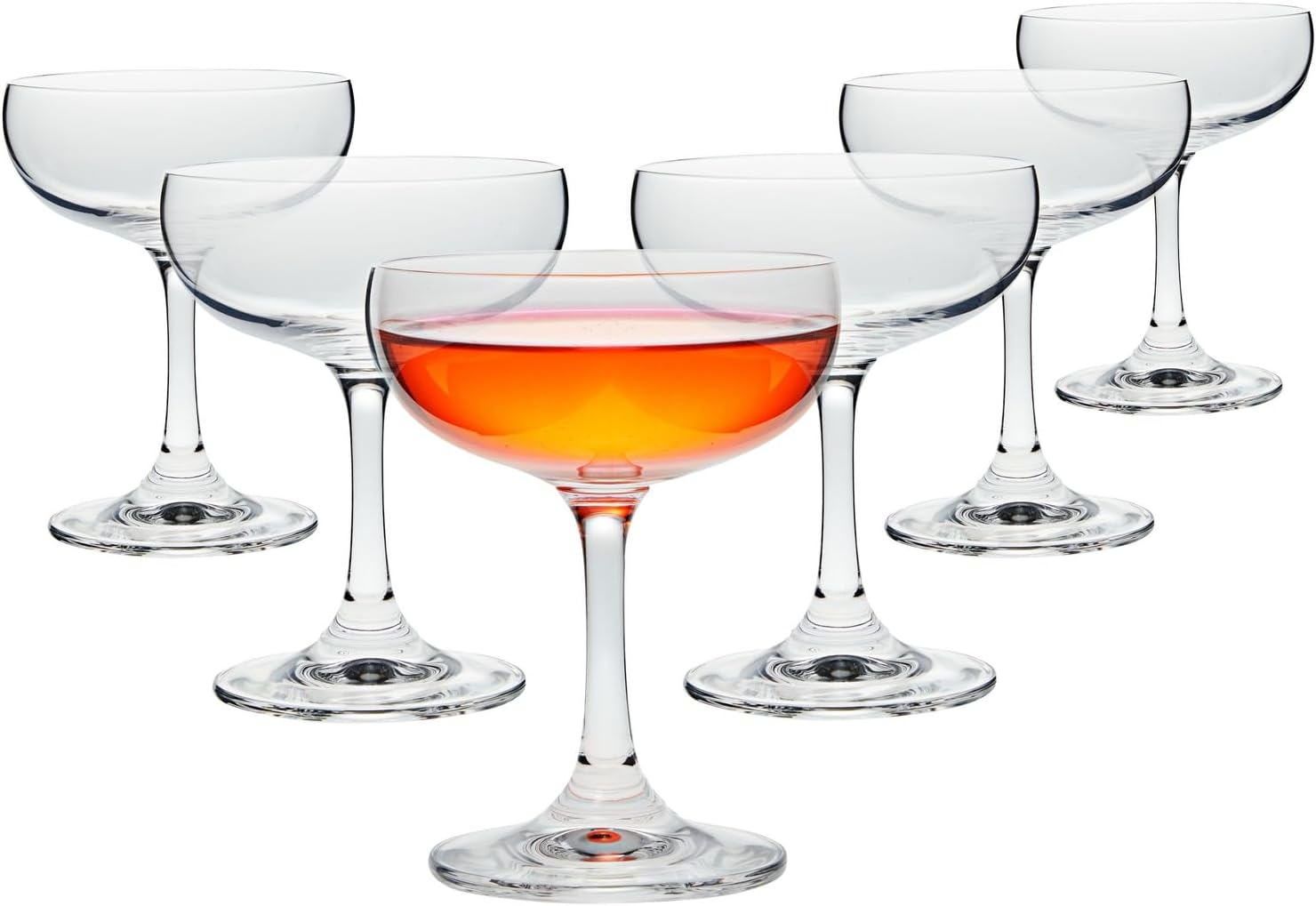 Juvale Coupe Glasses Set - 6 Count, 7 oz, Clear, Vintage-Inspired - Dishwasher Safe Cocktail Glasses for Parties & Bars - Champagne Coupes for Cocktails & Events