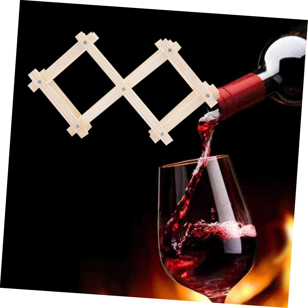 SOLUSTRE Solid Wood Folding Wine Rack Tabletop Wine Holder for Bottles Burlywood Finish Stylish Display Stand for Kitchen Bar Home Decor