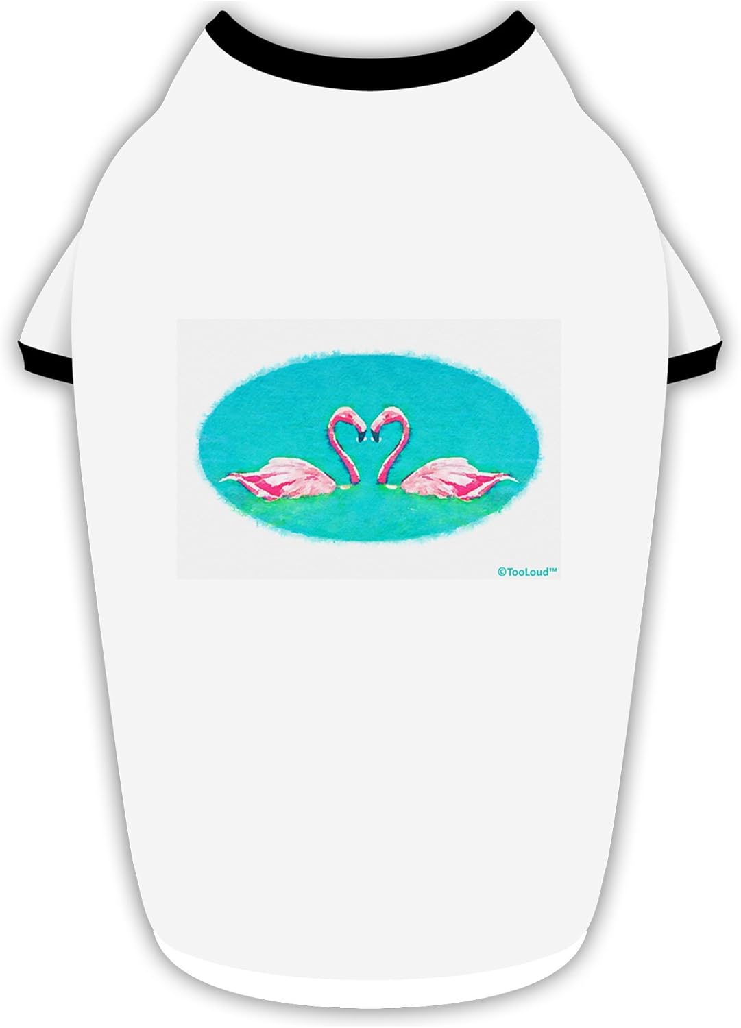 TOOLOUD Love Birds - Flamingos Watercolor Cotton Dog Shirt White with Black Large