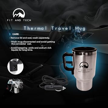 Smart Drive Series Heated Travel Mug with Car Charger 540ml (15 Oz), Stainless Steel