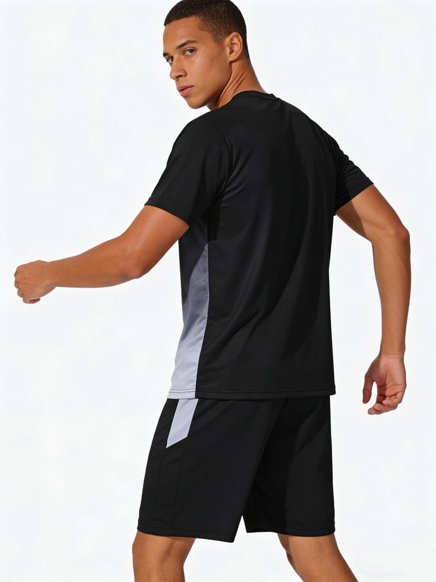 Chándal deportivo transpirable para hombre, camisetas de manga corta y pantalones cortos, conjuntos de entrenamiento atléticos para correr y gimnasio — view 2