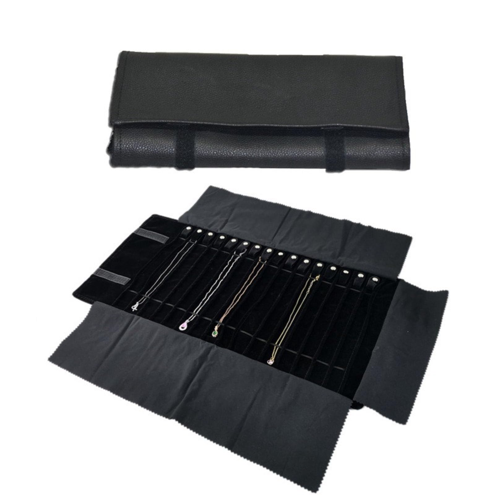 Generico Rolltasche für Schmuck Organizer, Faltrolle für Juweliere, große Kapazität und praktisch tragbar, für mehrere Halsketten, grau, Flannel