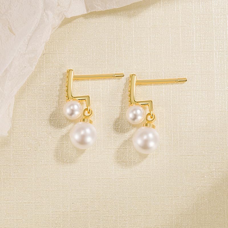 W WEILIRIAN Bohemian Pearl Drop Earrings Crystal Bar Earrings Pearl Dangle Earrings Vintage Pearl Bead Earrings Wedding Pearl Earrings Jewelry for Women - Image 4
