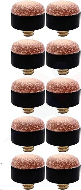 10 x 11mm High Quality Leather Brass Screw on Cue Tips for Snooker or Pool Cues