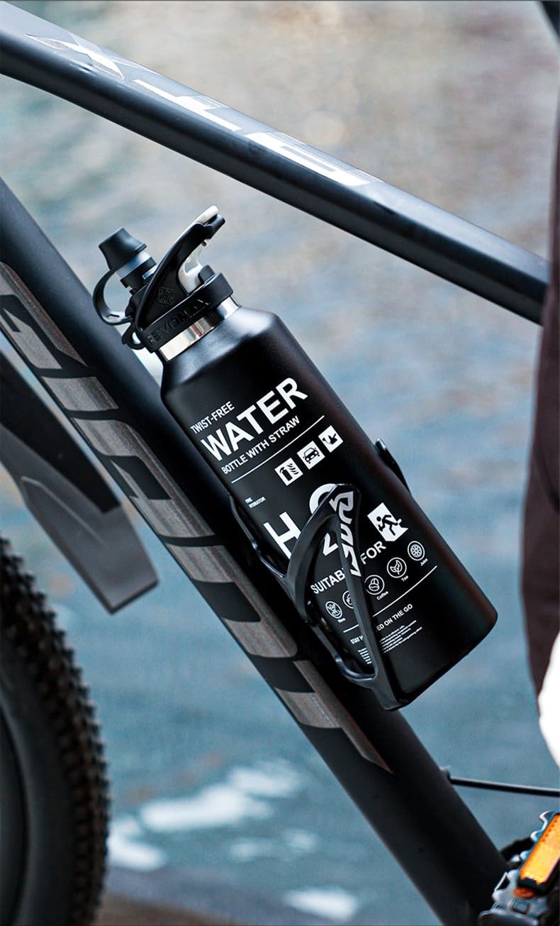 REVOMAX Sportflasche im Feuerlöscher-Design, 592 ml (20oz), mit Einhandöffnung, hält 36 Stunden kalt oder 18 Stunden heiß, auslaufsicher, Sportflasche für Schule, Reisen, Fitnessstudio etc.