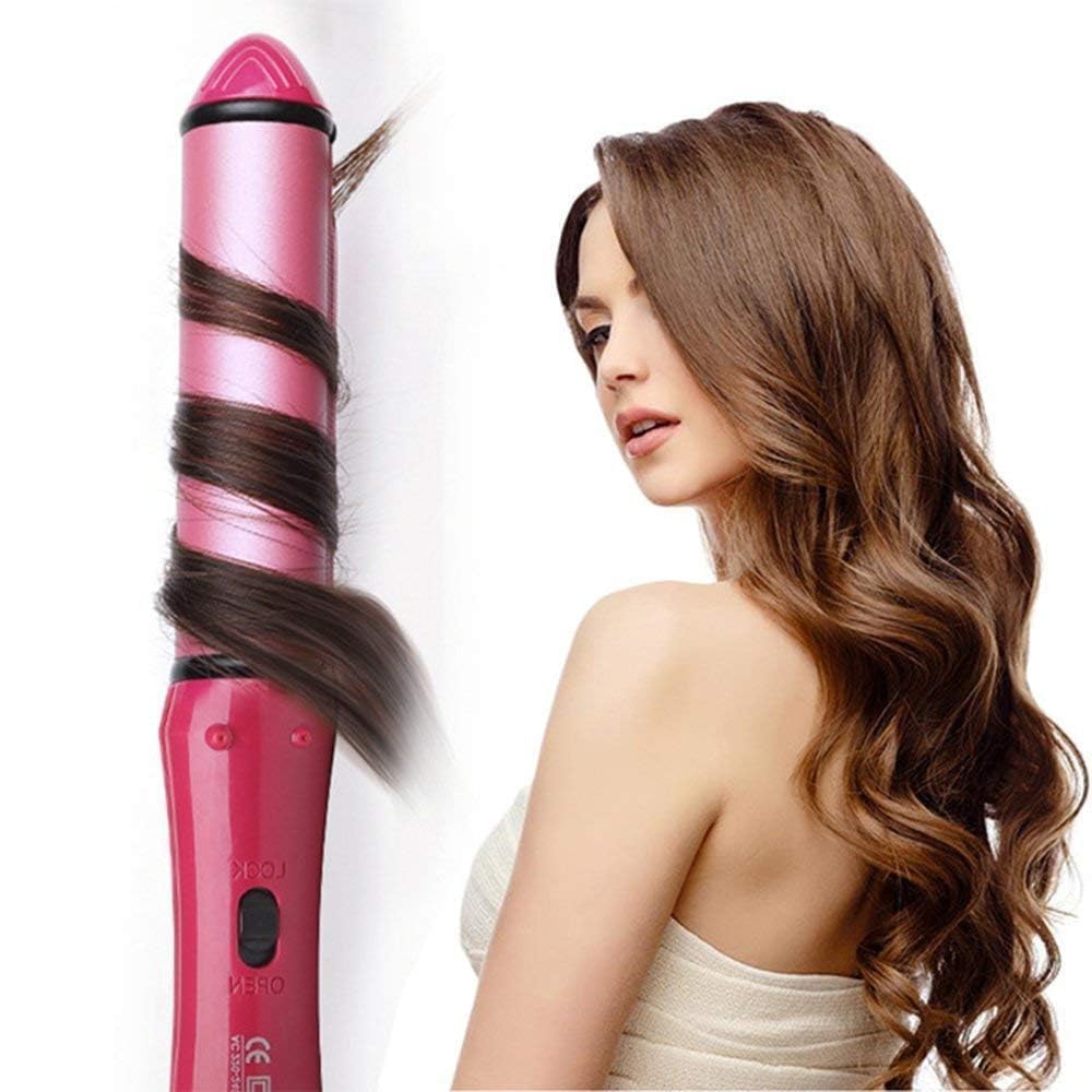 2 in 1 hair straightener and curler, professional ceramic flat iron styling tool, fast heating hair straightener with smooth ceramic plates for straightening & curling, pink