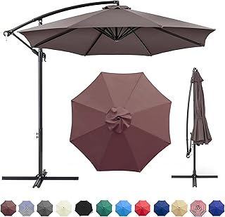 10ft 8 Ribs Patio Umbrella Canopy, Taupe, Heavy-Duty Polyester Fabric, UV30+ and Water Repellent,