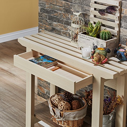 Furniture Of America Arthen Modern 1-Drawer Wood 36 In. Storage Console Table With 1 Open Shelf For Living Room, Bedroom, Hallway, Ivory And Distressed Taupe White #TOP5