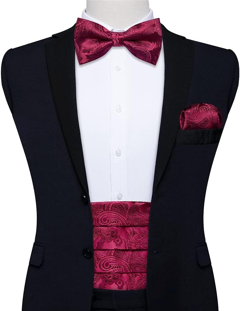LXXSH Silk Red Cummerbuns for Men Formal Wedding Party Tuxedo Cummerbunds Set Elastic Wide Waistband for Men (Color : Red, Size : One Size) : Clothing, Shoes & Jewelry