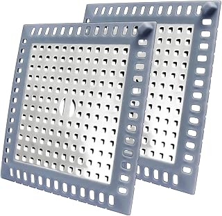 2PCS Shower Drain Hair Catcher/Strainer/Cover/Filter/Trap, Bathroom Floor Drain, Stainless Steel and Silicone Drain Shield, Square