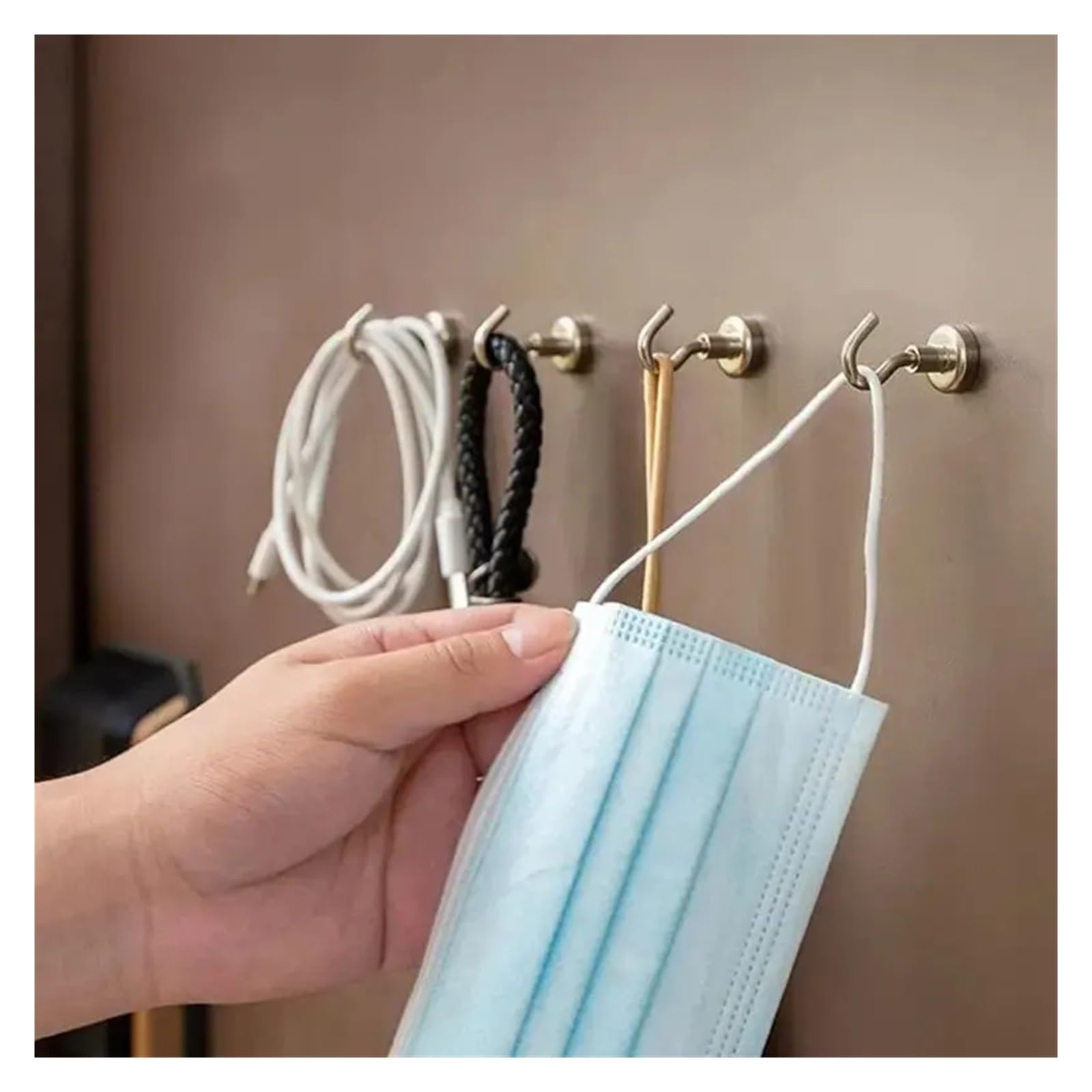 Genérico 10 Uds. Ganchos magnéticos almacenamiento multiusos hogar cocina Bar perchas de baño(E32-Max-Tension34kg)