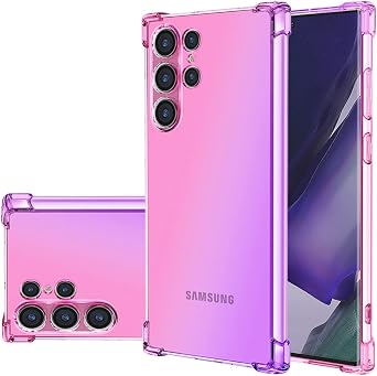 Case for Galaxy S22 Ultra Case, Samsung S22 Ultra 5G Cute Case Girls, Gradient Slim Anti Scratch Soft TPU Phone Cover Shockproof Protective Case for Samsung Galaxy S22 Ultra 5G Pink/Purple