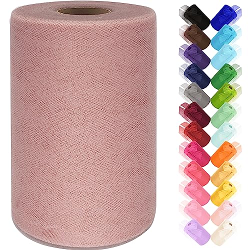 Tulle Fabric Rolls 6 Inch By 100 Yards (300 Ft) Tulle Ribbon Netting Spool For Tutu Skirt Wedding Baby Shower Birthday Party Decorations Gift Wrapping Diy Crafts, 28 Colors (Dusty Rose) #TOP2