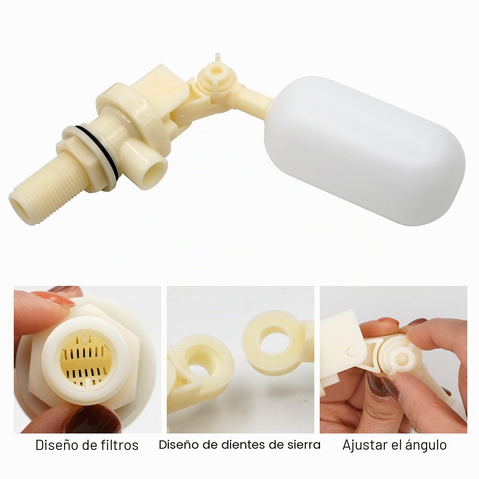 Válvula de Bola Flotante de 1/2 Pulgadas para Bebederos Automáticos, Válvula de Agua de Plástico con Adaptador de Tubería de Agua, Válvulas de Flotación Blancas