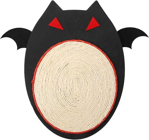 POPETPOP Juguete rascador para gatos, alfombrilla rascador de murciélago de Halloween, alfombrilla de sisal natural, almohadilla rascador para