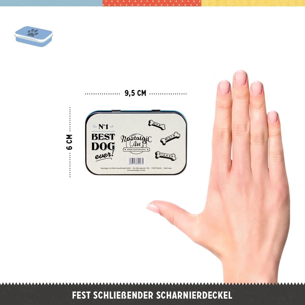 Nostalgic-Art Good Boy Treats puszka na smakołyki w stylu retro, pomysł na prezent dla właścicieli psów, pudełko na przysmaki dla psów, styl vintage, 6 x 9,5 x 2 cm
