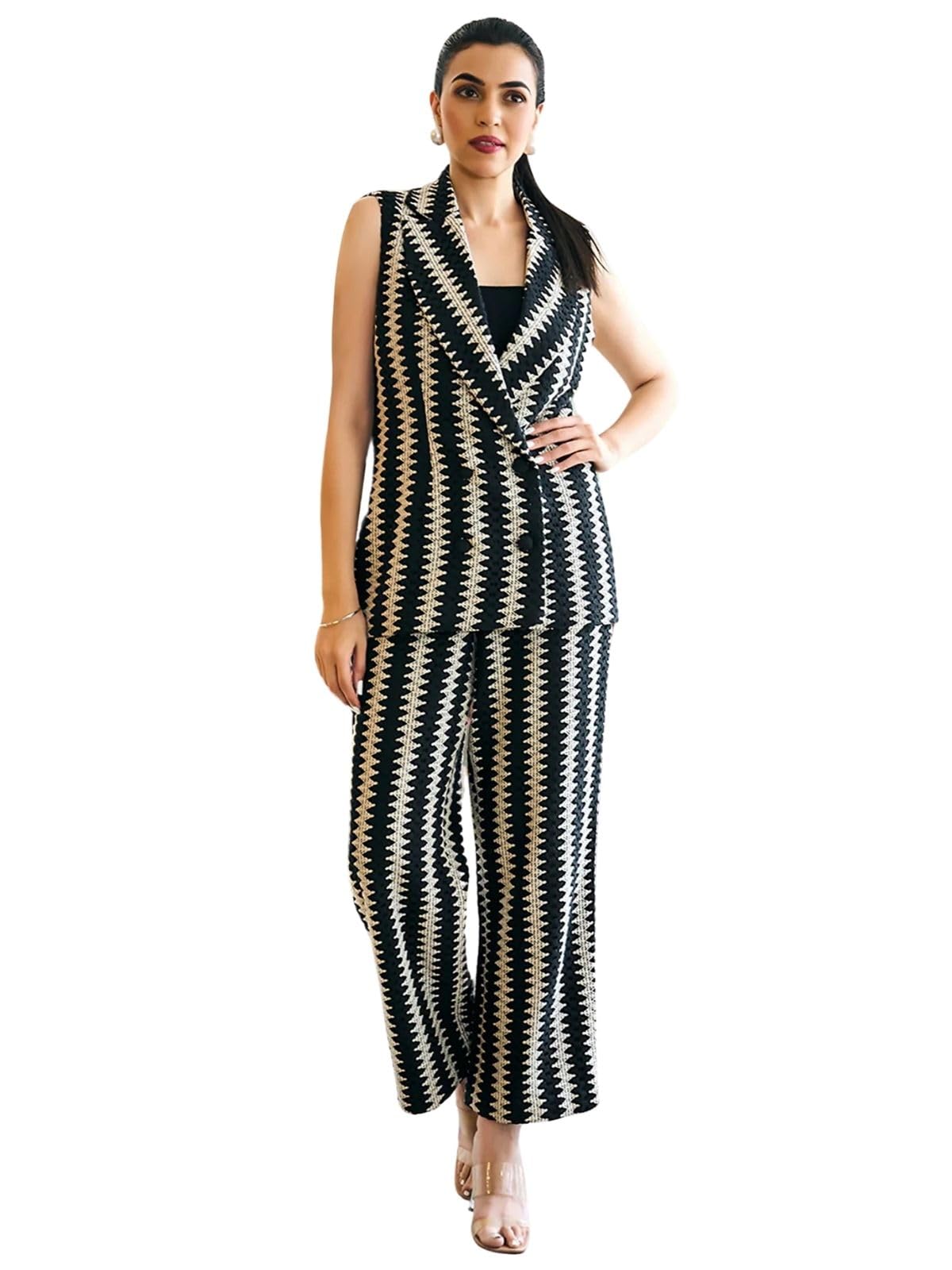 Greciilooks Co Ord Set For Women | Co Ord Set For Women Stylish | Travel Co Ord Set For Women | Festive Co Ord Set For Women |Blazer Co Ord Set For Women (In, Alpha, L, Regular, Black 01)