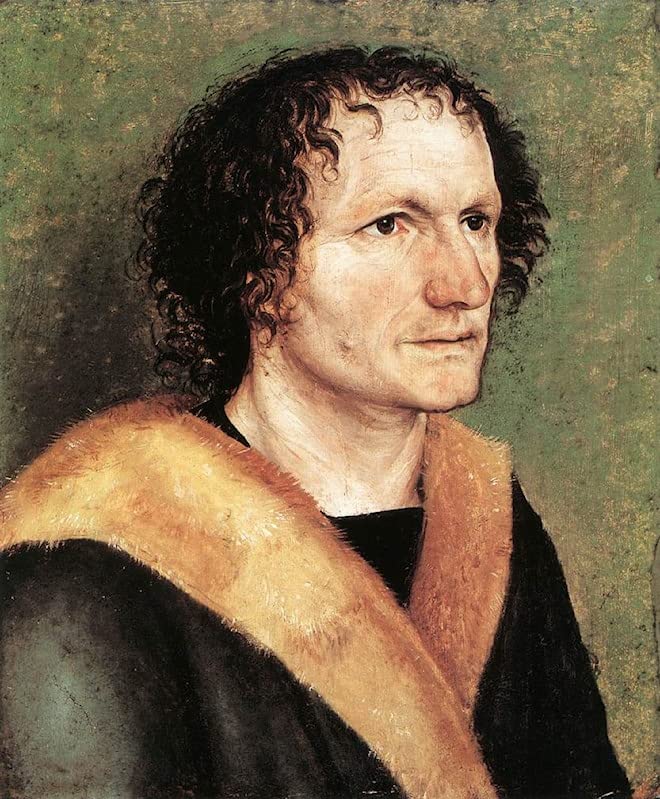 Portrait d'homme Albrecht Dürer pour décoration salon sans reflets mur vide habillé 60x90