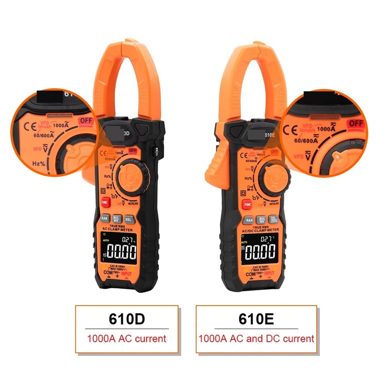 Miernik cęgowy, Cyfrowy multimetr cęgowy Professional 1000A 1000V True RMS Amperimetrica Pojemność(610E)