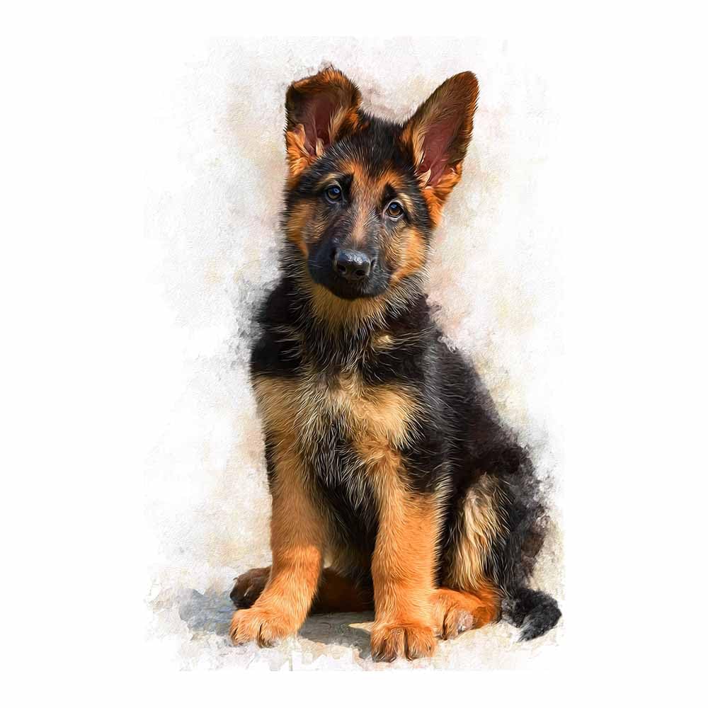 ZAMAEIU Canvas Print Wall Art German Shepherd puppys Abstract Dog Animal Paintings, Suitable for living room, bedroom, for Kids Room Decoretc.(black)-80x120cm Unframed