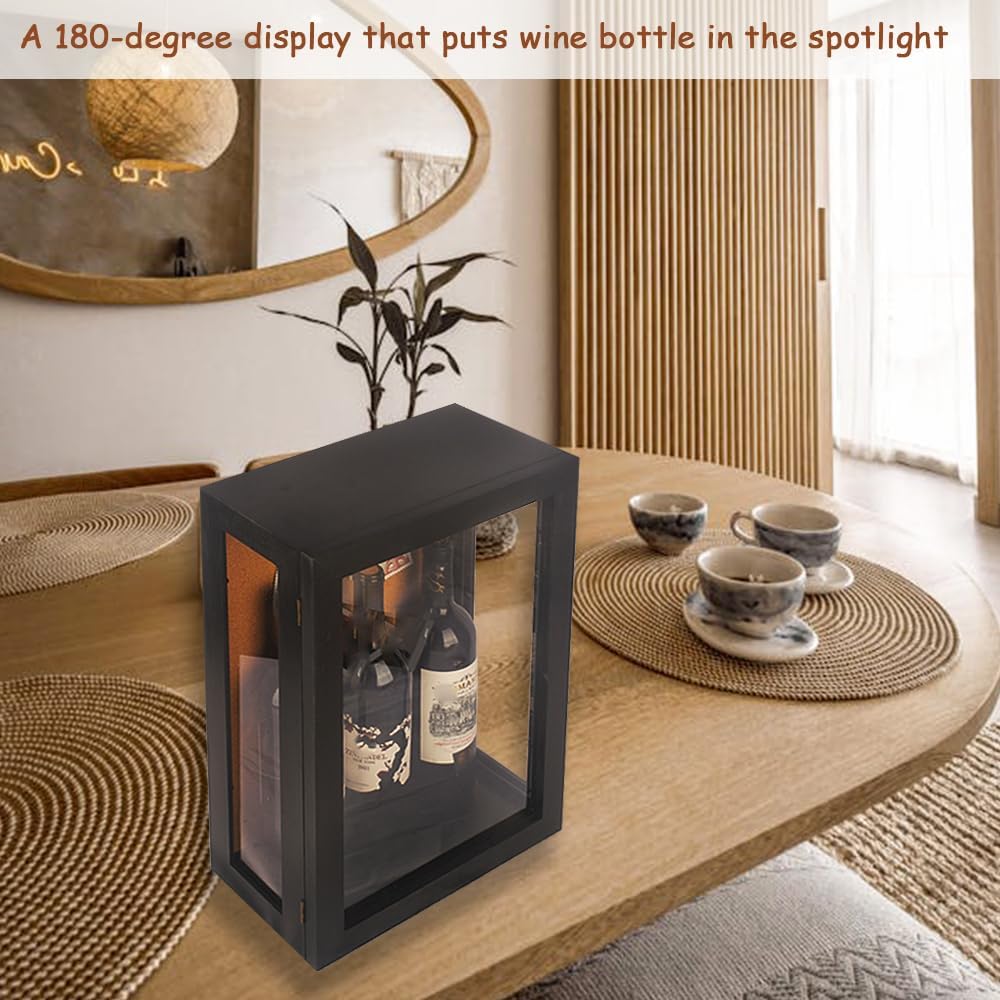 12x17 Deep Shadow Box Frame by 6 in Deep Wooden Display Cases Hinged Door with Magnetic Closure for Photos, Wedding,Graduation,Flower,Wine Bottles (12X17,Black)