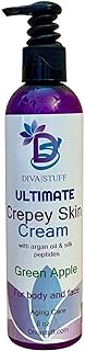 Ultimate Crepey Skin Cream With Hyaluronic Acid, Argan Oil, Silk Peptides and More, For Dry, Crepey. Damaged and Aging Skin, 8oz,Green Apple Scent