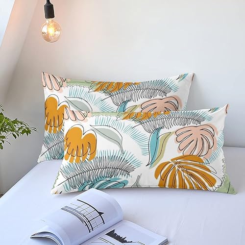 Miniatura 3 de Juego de funda de edredón tropical, súper suave, estampado de hojas de palma tropicales hawaianas, juego de funda de edredón de diseño único para