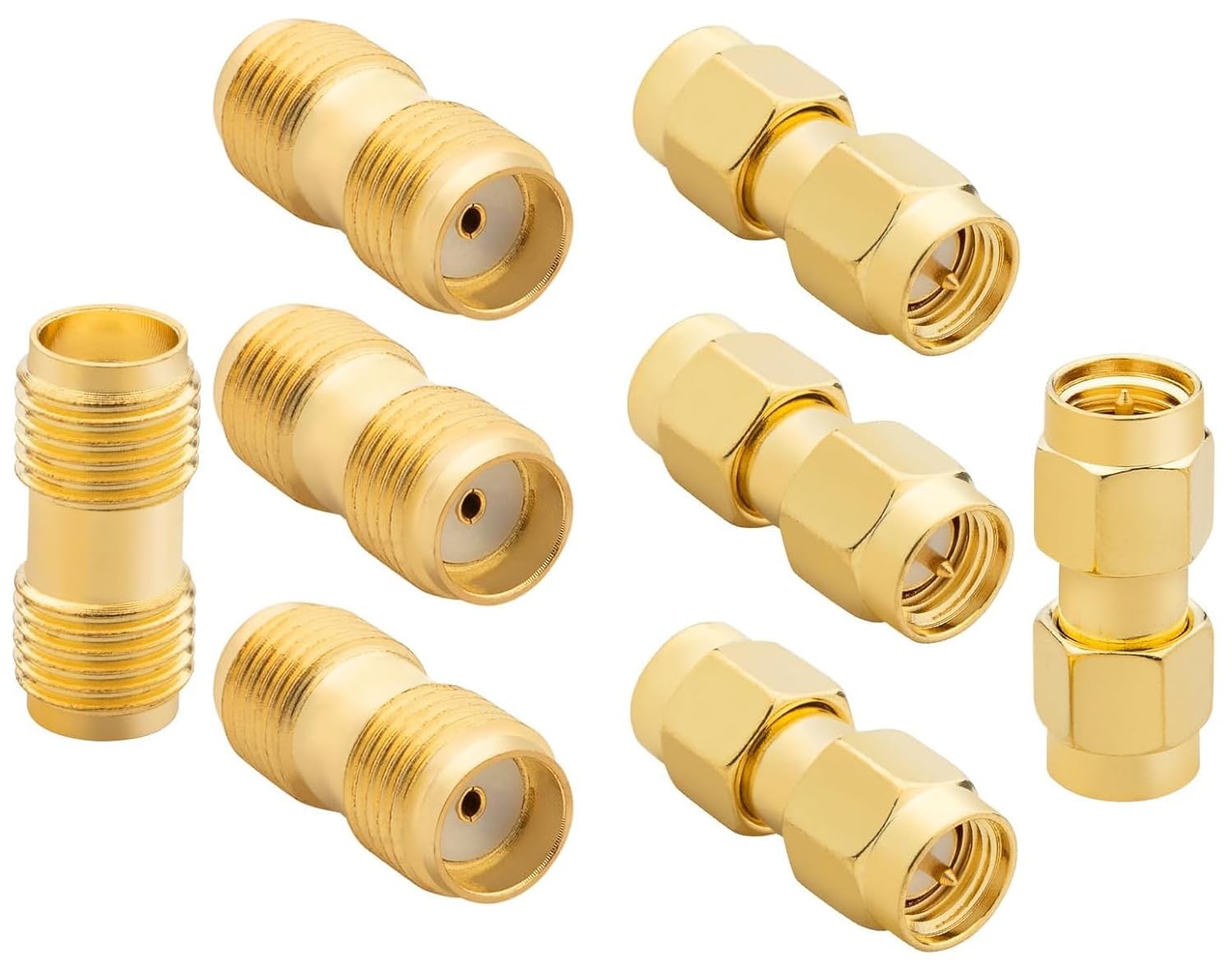6Pack SMA Adapters Kit Female/Male RF Connectors for 5G/ WiFi Antenna, Test Equipment, CB/Amateur/Ham Radio Antenna, Gold-Plated