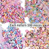 EHOPE 5000 szt. plasterki polimerowe 3D plastry owoców DIY zdobienia paznokci glut akcesoria charmsy zestaw do produkcji glutów dekoracja sztuka rzemiosło (ruit, uśmiechnięta twarz, serce, kwiat śliwki, pentagram, ciasto, kreskówka, zwierzę)