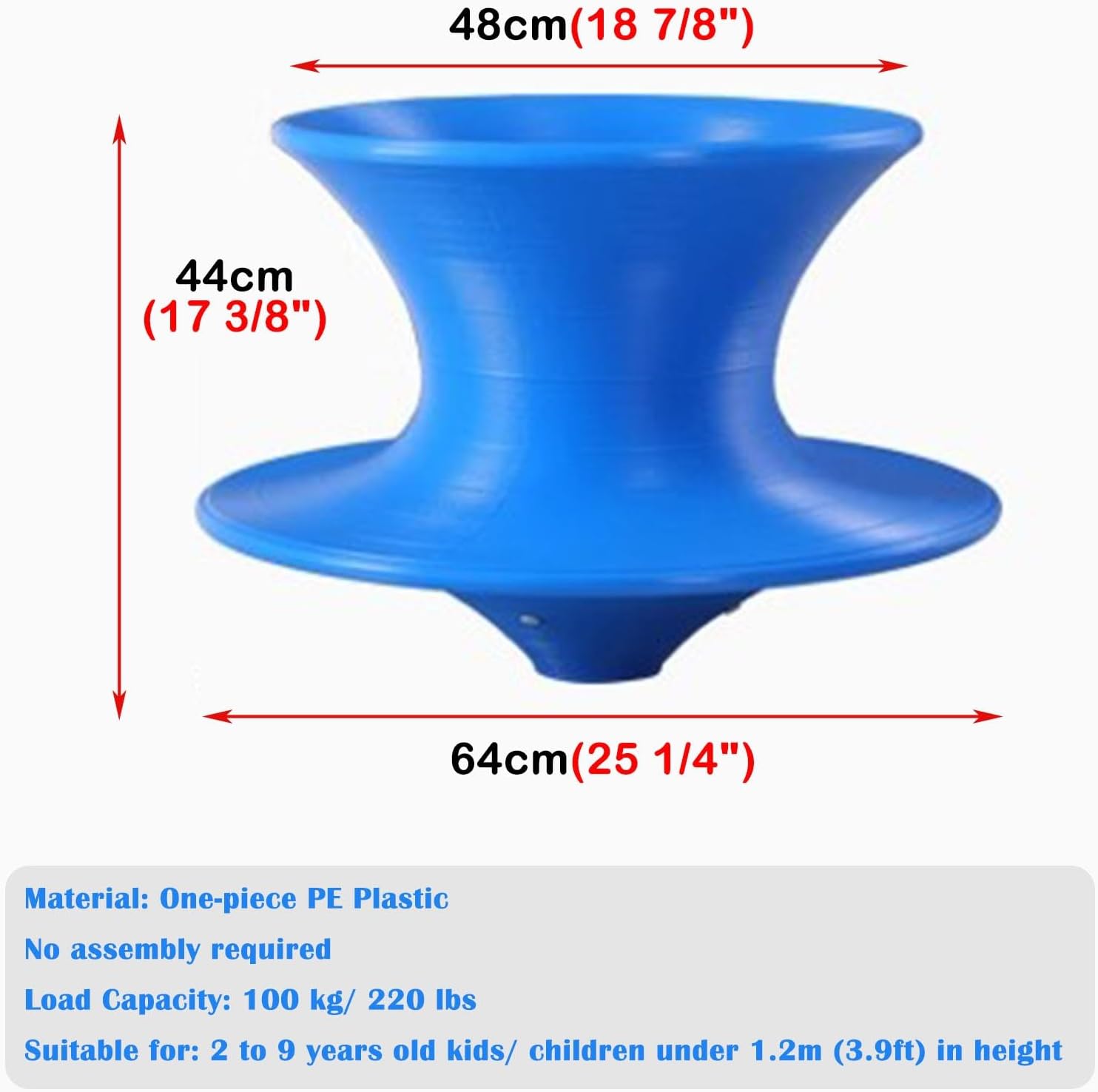 360° Rotating Gyro Chair Tumbler, Indoor Outdoor Spinning Chair for Kids Sensory, Blue Gyro Swivel Chair Recliner for Children's Room Lawn Deck Yard