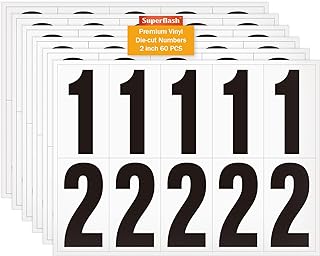 2 inch Self Adhesive Numbers for Mailbox, House Numbers, Reflective Mailbox Number, Trash Cans Number, for Outside, 60 PCS (Black/White)