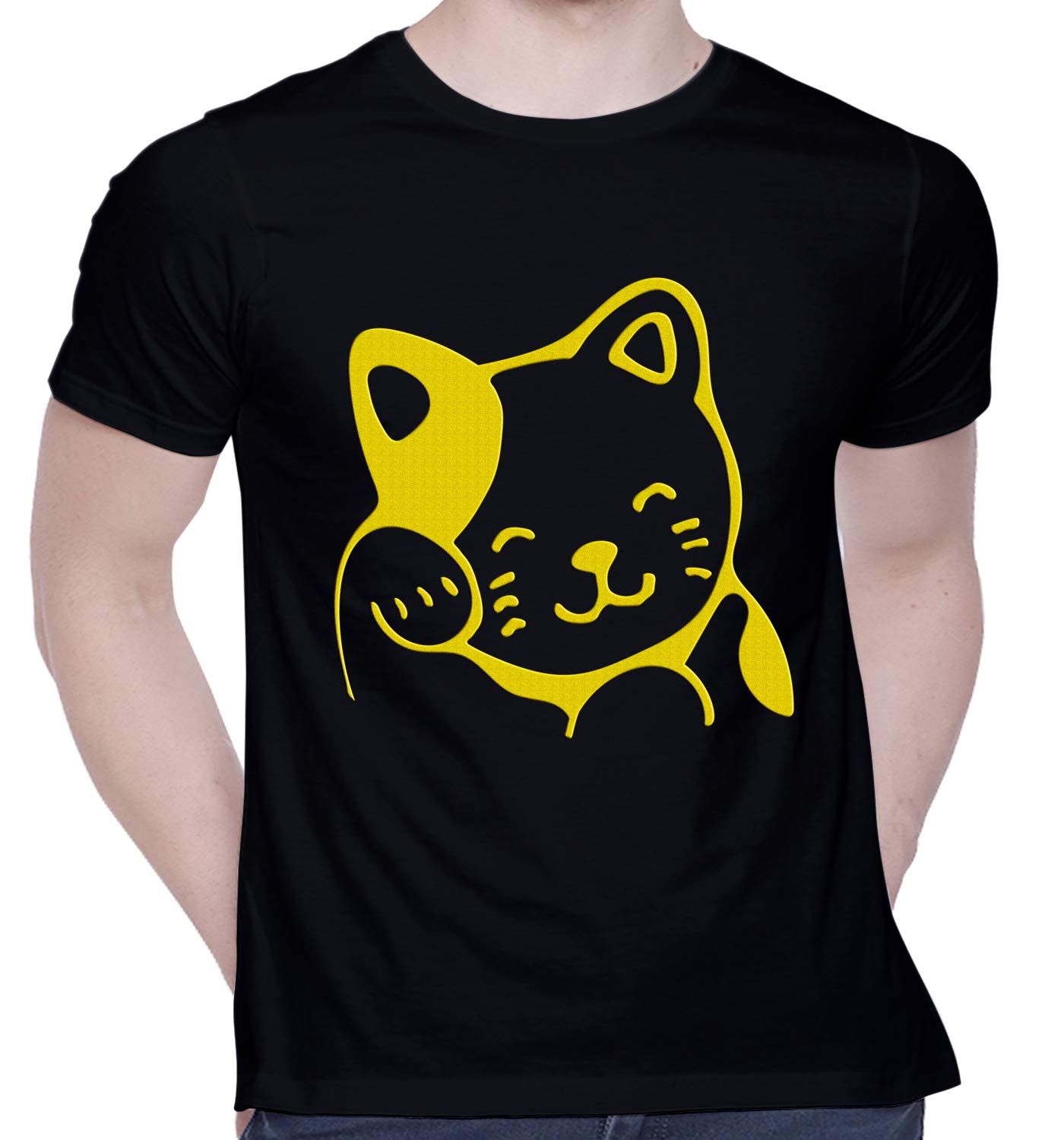 CreativiT Graphic Printed T-Shirt for Unisex Catty Tshirt | Casual Half Sleeve Round Neck T-Shirt | 100% Cotton | D00125-4