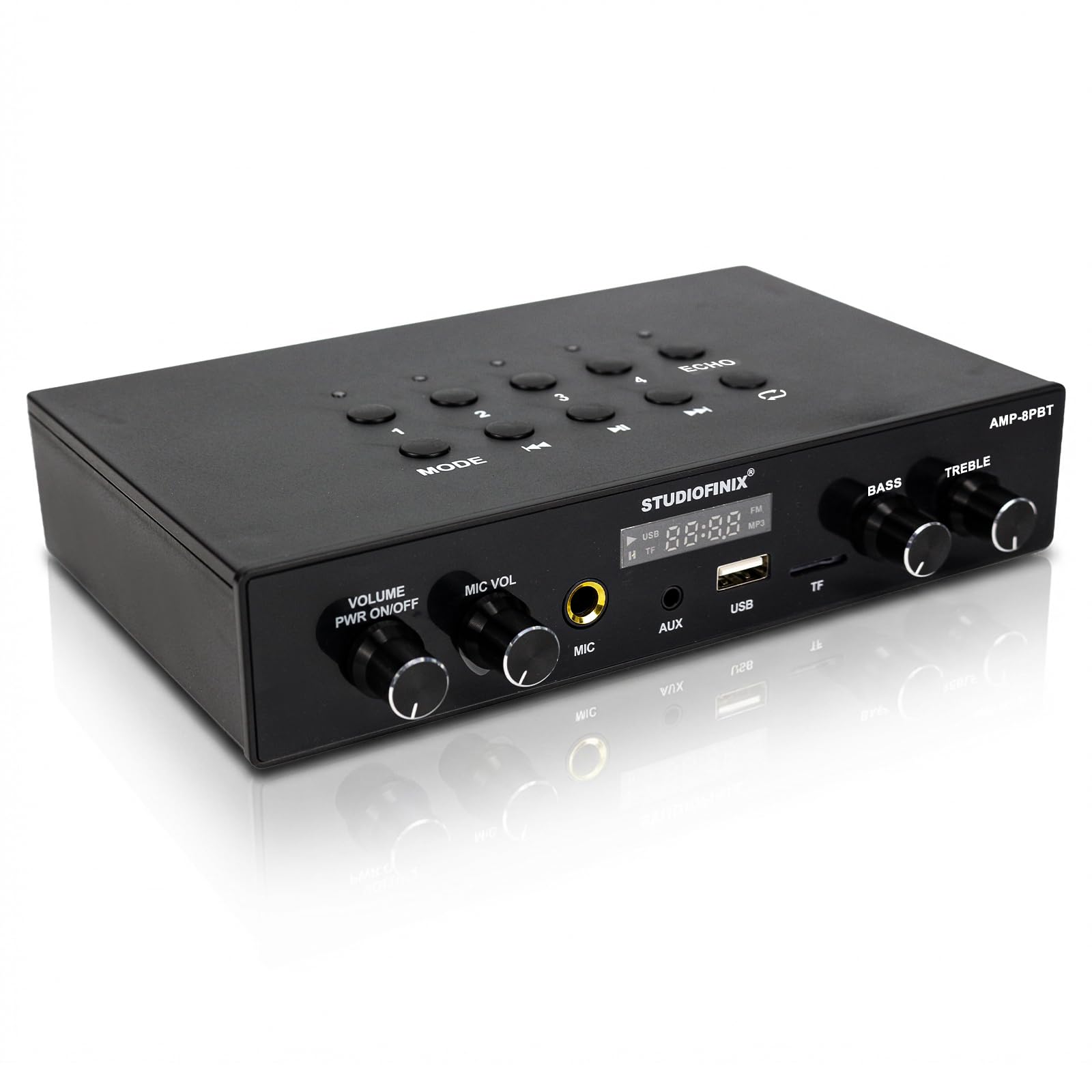 Studiofinix Home Stereo Bluetooth Amplifier Receiver 4-Channel 60W x 8 Output Power, Bluetooth 5.4, Optical, USB/TF, Mic, Independent Zone Control for Home Theater, Studio,Multi-Room Audio System-image-32