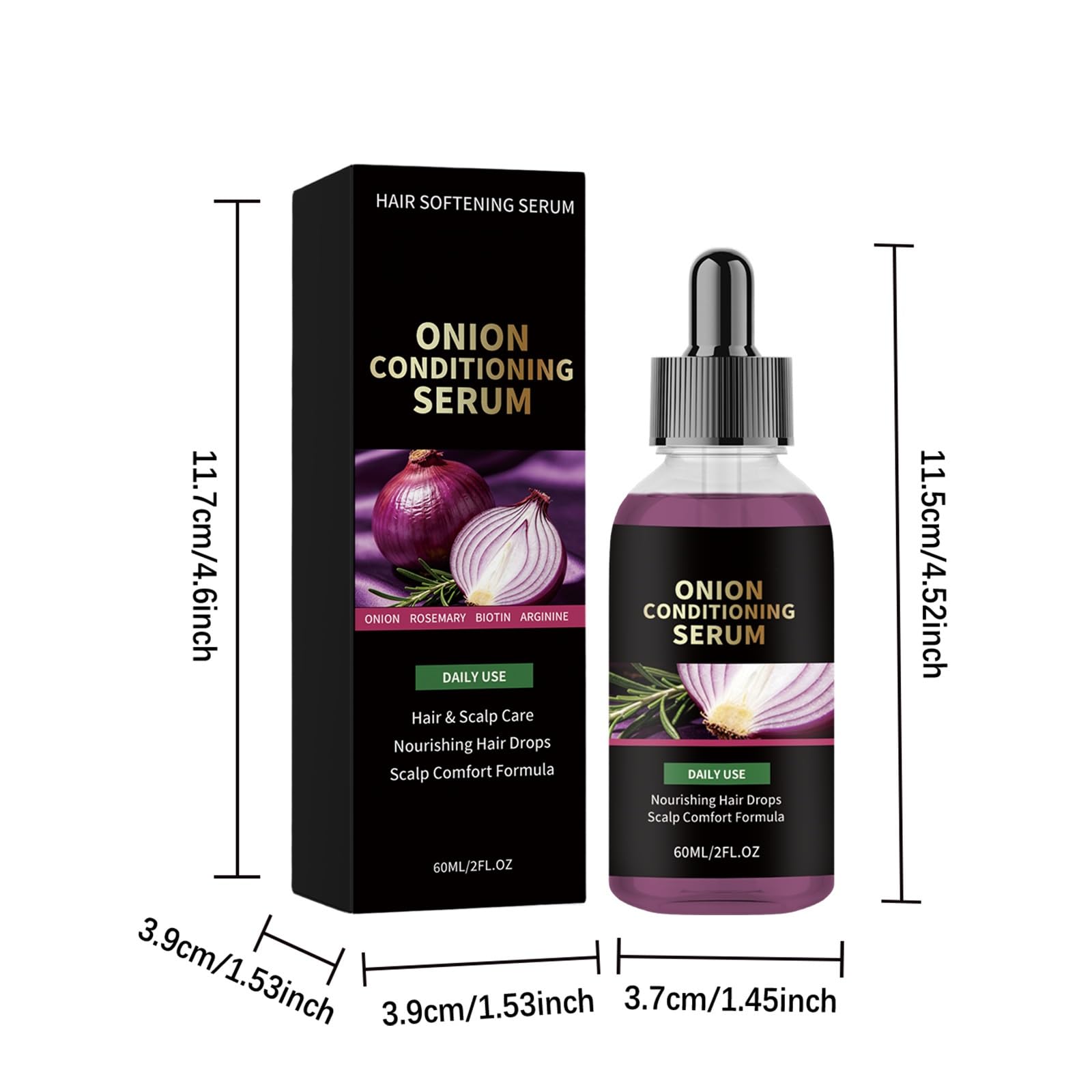 Zwiebel-Rosmarin-Biotin3-in-1 Nährendes,Glättendes Starkes Haarserum (8pcs) | Zwiebelölserum zur Haarverdichtung, Rosmarin Haarverdichtungsserum Kopfhautbehandlung mit Zwiebelöl