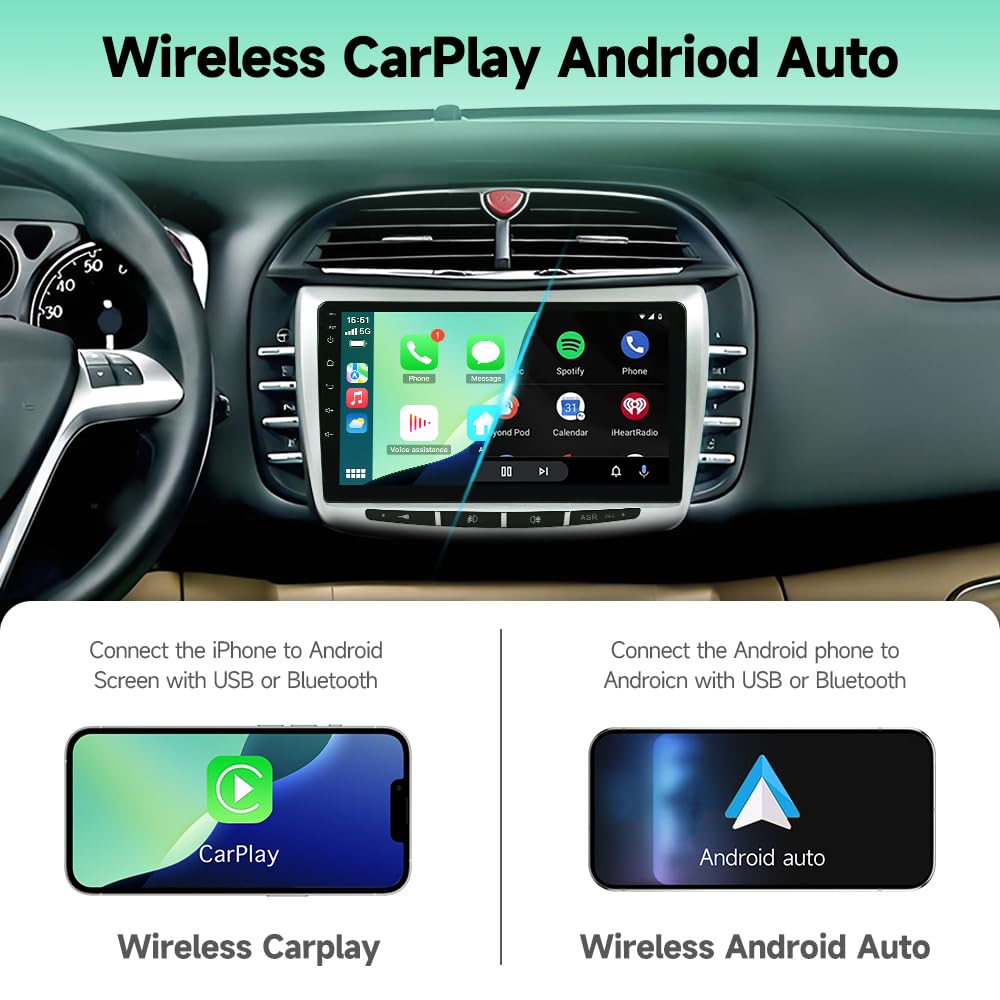 VIBEX Autoradio 9 Pollici per Lancia Delta 2008-2014 con Wireless CarPlay e Android Auto, Touchscreen HD, Navigatore GPS, Bluetooth, WiFi,USB, Comandi al Volante (Originale senza Navigatore)