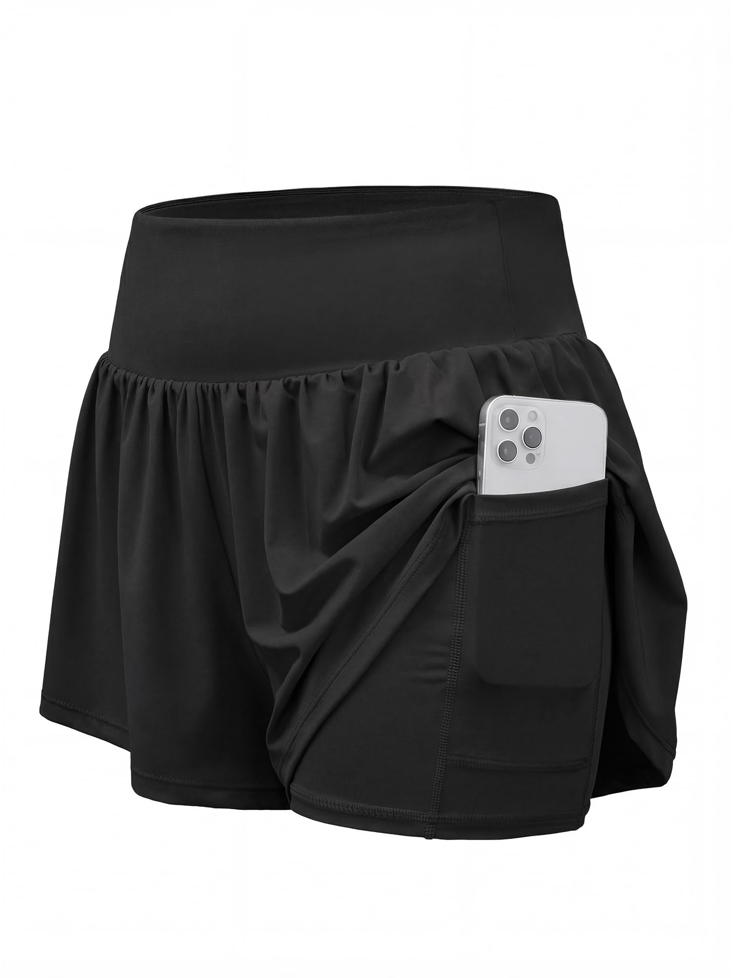 Stelle Women 2 in 1 Running Shorts Flowy Athletic Short High Waisted Workout Tennis Gym Short with Liner