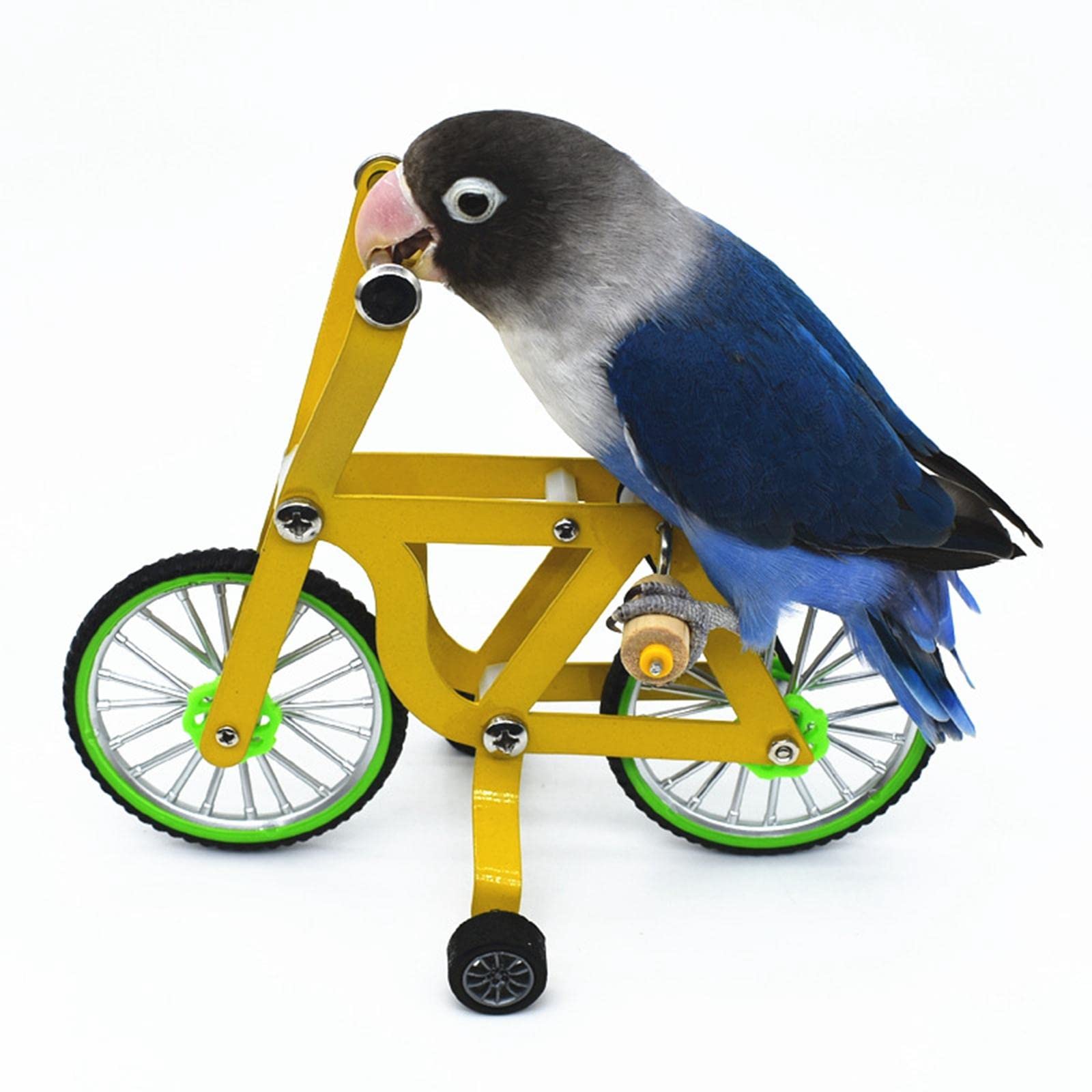 F Fityle Parrot Bicicleta de Juguete para Aves Accesorio Educativo para Loros Bicicleta de Puzzle de Inteligencia Talón de Pie para Pájaros Hecha en M, 20x10.5x14cm