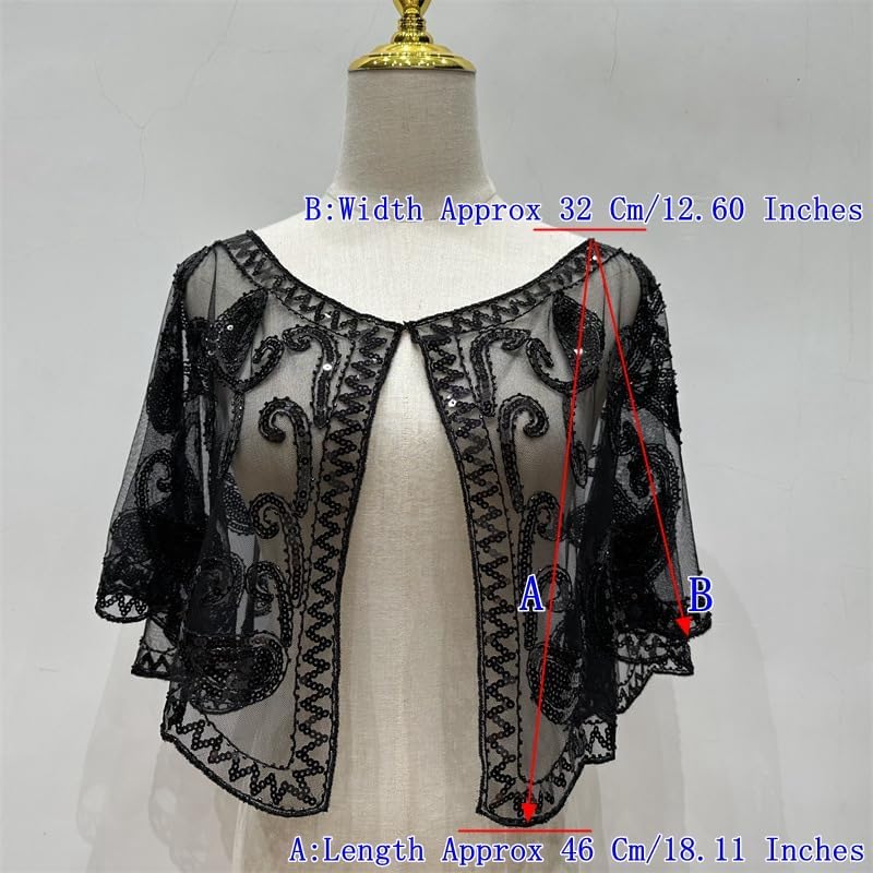 Specell 1920s Shawl Wraps Wedding Bridal Wrap Sequin Beaded Shawl For Evening Dresses Wedding Gatsby Party Harlem Night3