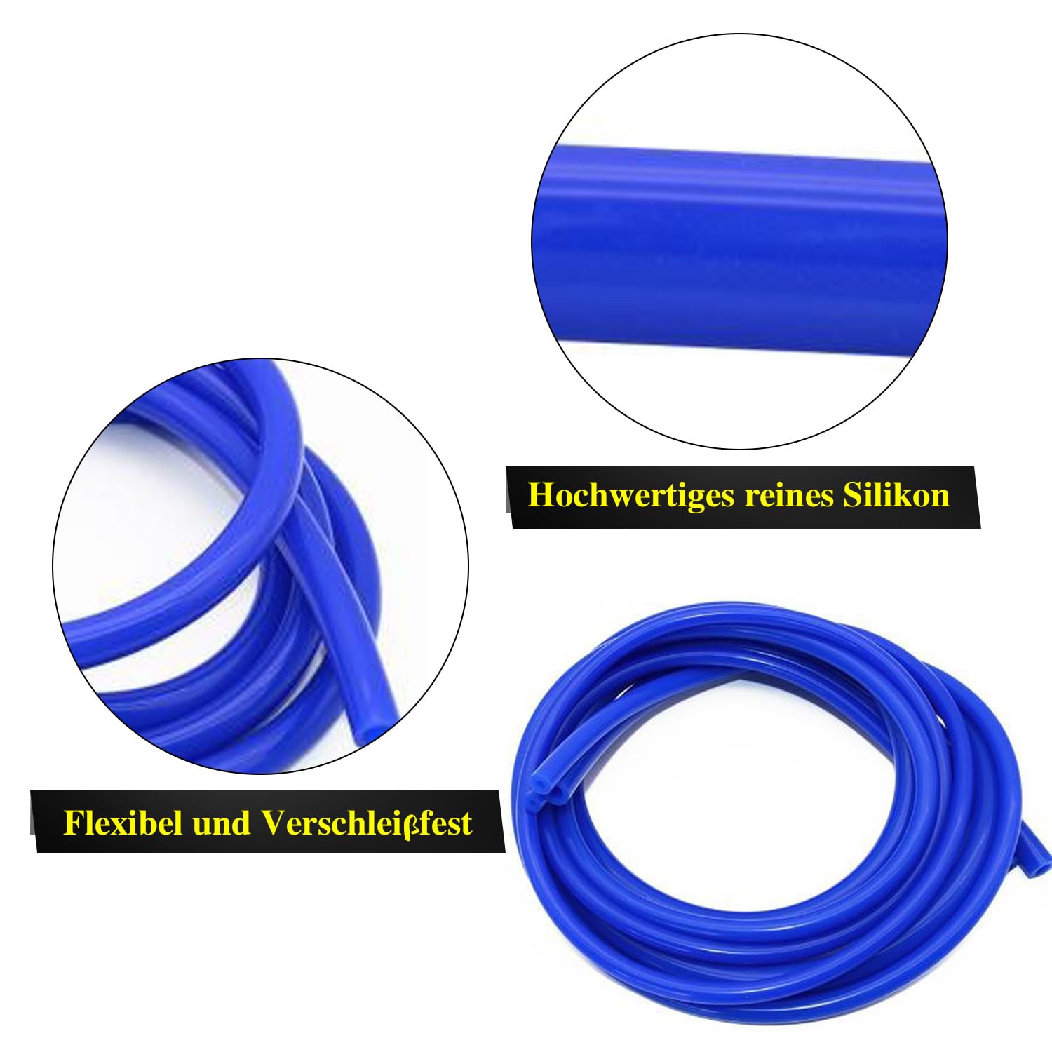 Tuyau Dépression Noir Tuyau Silicone Haute Température 3m - ID4mm/OD8mm, Pour Turbo, Dépression, Pompe à Air Tuyau Essence 3m ID4mm OD8mm