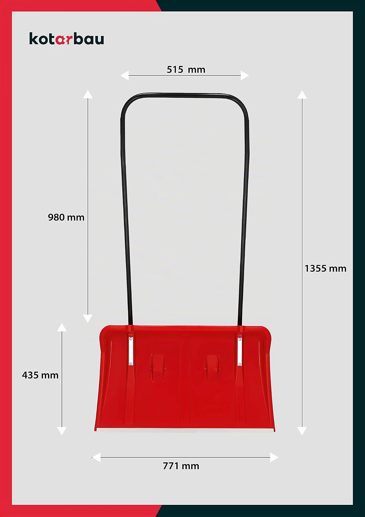 KOTARBAU® Pala da Neve con Ruote 80 cm, Profilo in Alluminio, Manico in Metallo - Pratica Pala Rossa