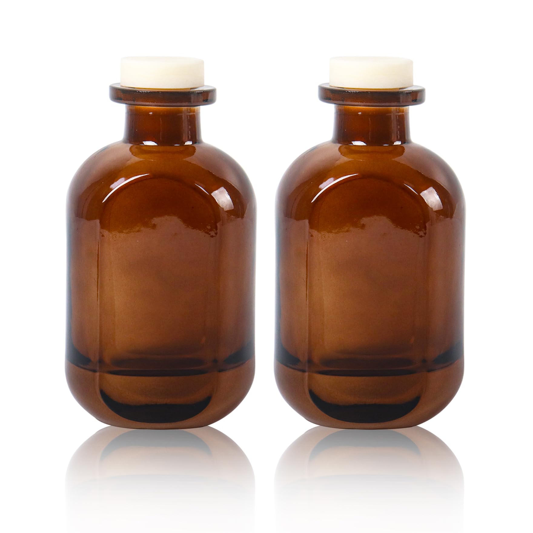 Klmnop 2 Pack Reed Diffuser Bottle, 5oz/150ml Empty Glass Diffuser Bottles with Lid, Replacement Diffusers Reed Sticks Diffuser Bottles for Wedding, Party, Living Room(Brown)