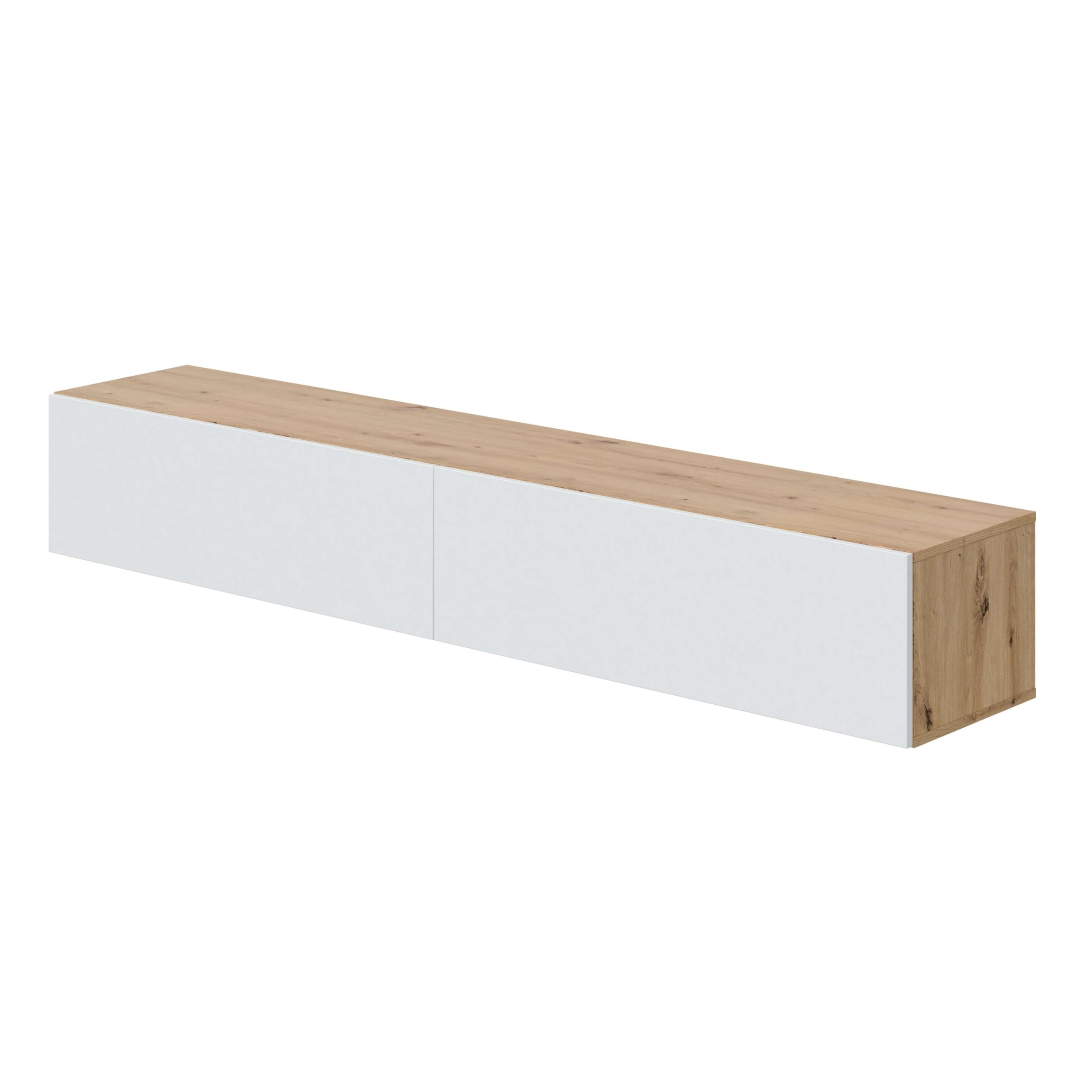 Habitdesign Muebles TV de Comedor Kaway Color Roble Nodi y Blanco Artik 35x180x28 cm