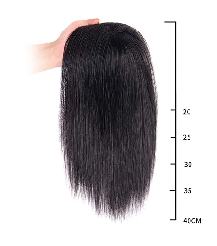 Miniatura 2 de Peluca de cabello humano con corona atada a mano, peluca con clip con flequillo para cabello fino, 8 pulgadas, marrón oscuro