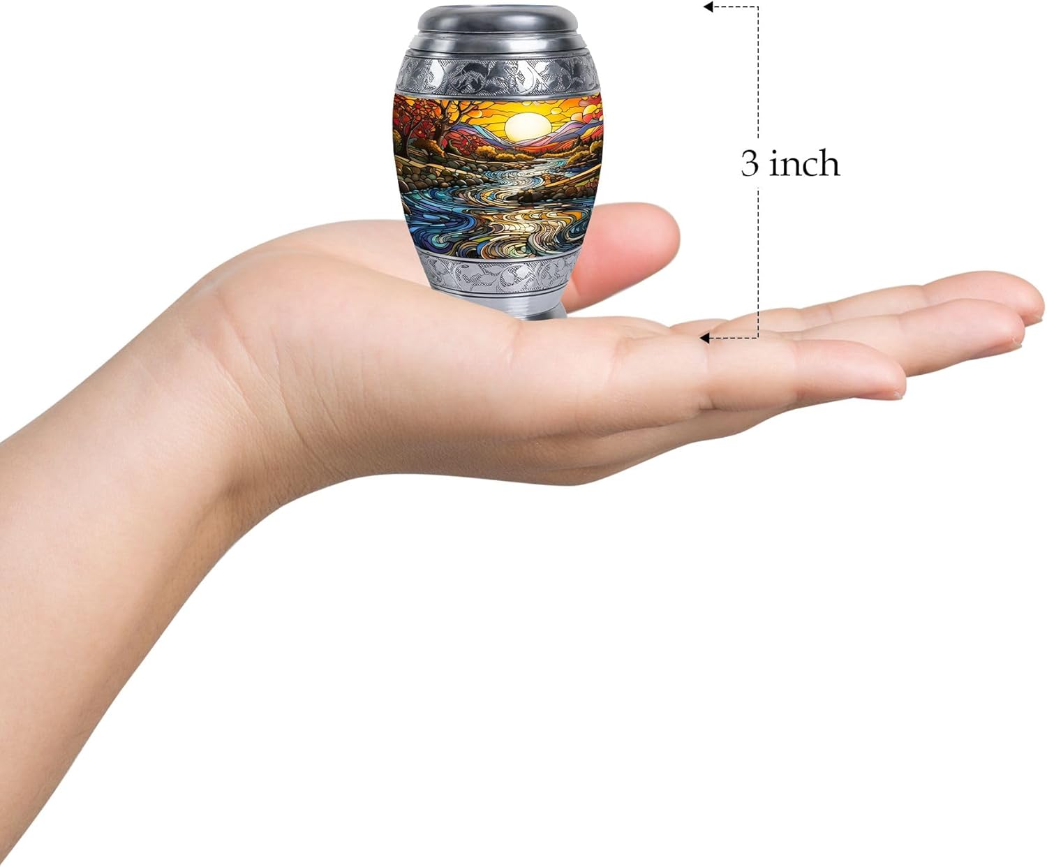 River Urn for Ashes for Women, Memorial Keepsakes for Ashes - Small Cremation Urns for Mom - Sunset Urn for Adult Woman - Funeral Urns 3 Inch - Image 3
